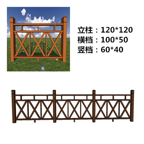 呼和浩特木塑围栏板制造加工厂-小米字木塑围栏款式图